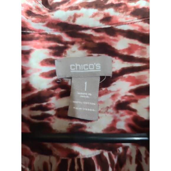 Chicos Multicolor Geometric Coastal Button Front Long Sleeve Blouse Womans 1 - Picture 4 of 5